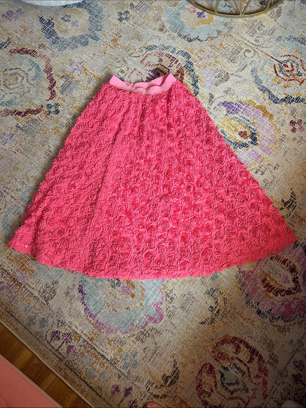 Source Unknown Bright Pink Rosette Circle Skirt